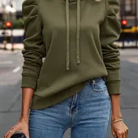 Sweat à capuche Femme Manches Longues En Élasthanne Couleur Unie