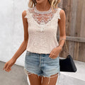Top Sans Manches en Dentelle Brodée – Style Chic & Raffiné, Grande Taille