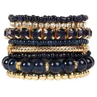 Ensemble De Bracelets En Perles De Cristal Multi-couches Bohème Pour Femmes