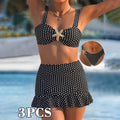 Maillot De Bain Deux Pièces Pour Femmes En Maille Filet Avec Cordon De Serrage, Motif Uni, Idéal Pour La Plage