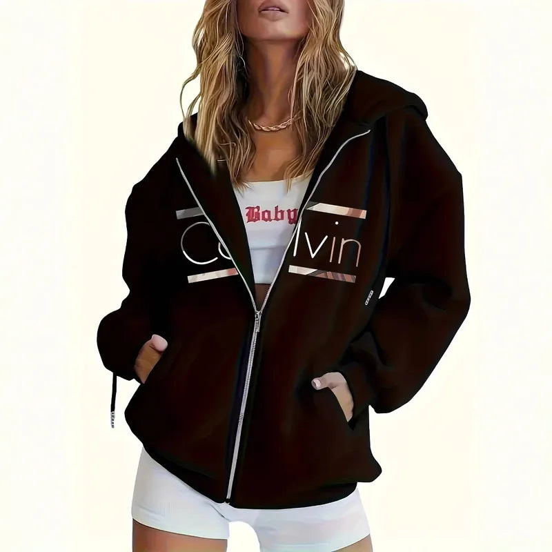 Sweat À Capuche Pour Femmes À Manches Longues En Polyester Avec Motif Lettres Et Chiffres, Style Décontracté, Vente En Gros, Imprimé