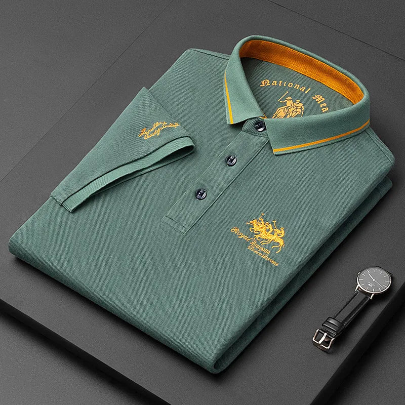Nouveau T-shirt POLO Brodé de Couleur Pure – Manches Courtes Homme