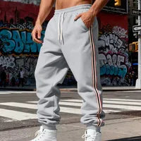 Pantalon De Sport Long Pour Homme En Polyester Avec Rayures Latérales
