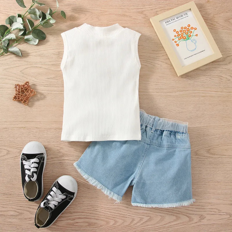 Style Classique Couleur Unie Coton (plus De 30%) Filles Vêtements Ensembles
