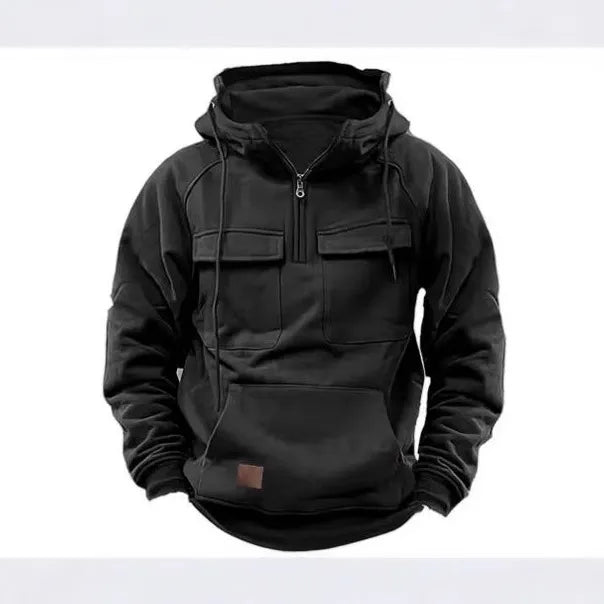 Veste Homme Rétro À Capuche Zippée – Style Décontracté Automne/Hiver 🍂🔥
