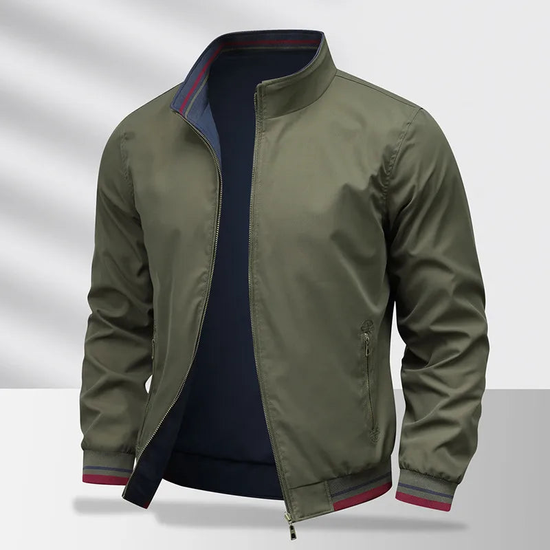 Veste Homme Style Vintage À Fermeture Éclair, Motif Uni, En Polyester Confortable, Parfaite Pour Un Look Rétro Élégant