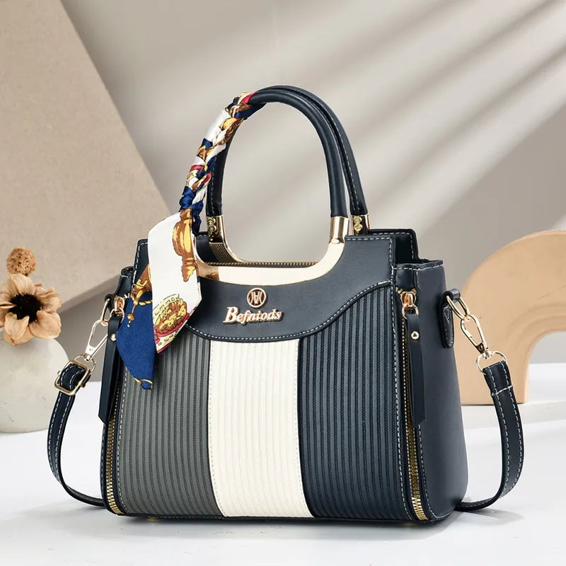 Sac Bandoulière Carré En Faux Cuir À Motif Plaid Avec Petits Ornements, Idéal Pour L'hiver Et Usage Quotidien