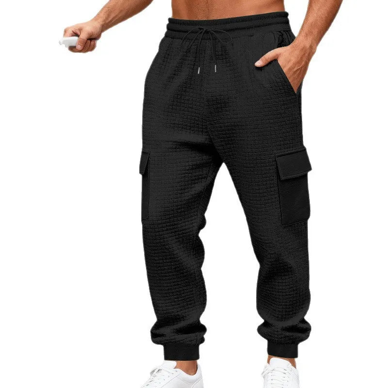 Pantalon De Jogging Homme Décontracté En Polyester Avec Motif Vichy Tissé