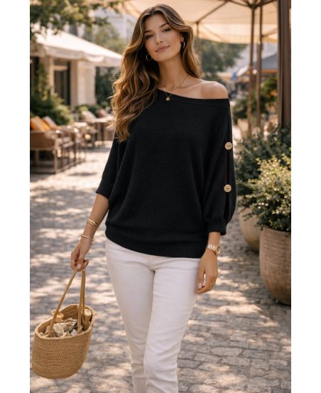 Pull Manches Courtes À Boutons – 50% Coton 50% Acrylique