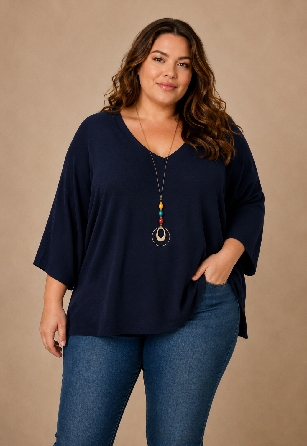 Pull uni avec collier
