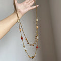 Collier Femme Double Couche Eau Tomber Fleur Élégant Design Empilement Mode Alliage Pattern Géométrique Plaqué Femme Bijoux
