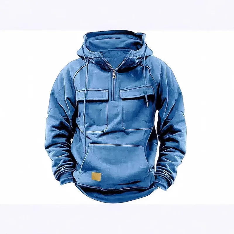 Veste Homme Rétro À Capuche Zippée – Style Décontracté Automne/Hiver 🍂🔥