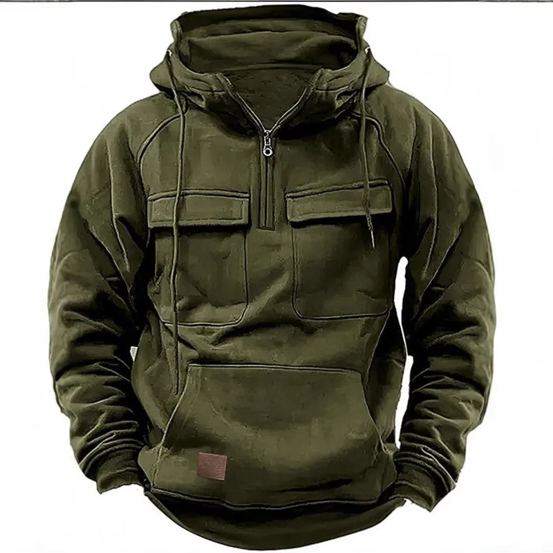 Veste Homme Rétro À Capuche Zippée – Style Décontracté Automne/Hiver 🍂🔥