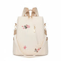 Sac À Dos Femme En Nylon Résistant À L'eau Avec Coutures Décoratives, Idéal Pour Le Printemps