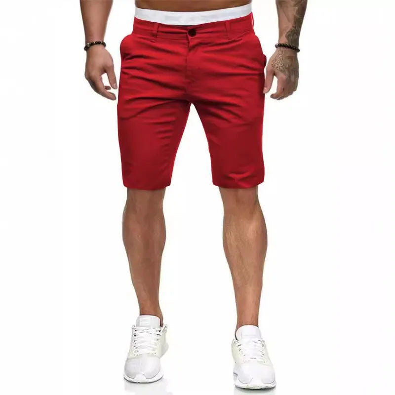 Shorts Décontractés Pour Hommes Style Européen Et Américain Été Coton Élastique Taille Moyenne Longueur Basse Sportif
