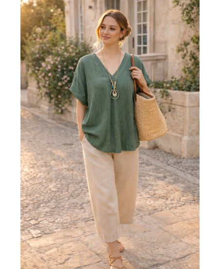 TOP FLUIDE TEXTURE AVEC COLLIER