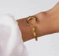 Bracelet Ouvert Golden Sun | Acier Inoxydable Plaqué Titane Or Bijou Luxe Européen Antipatinage