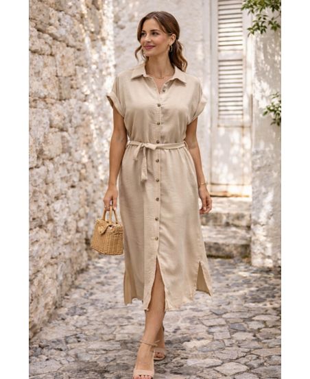 ROBE CHEMISE LONGUE À BOUTONS