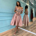 Vente En Gros Élégant Paillettes Scintillant Banquet Cocktail Party Hors Épaule Manche Courte Robe De Fête