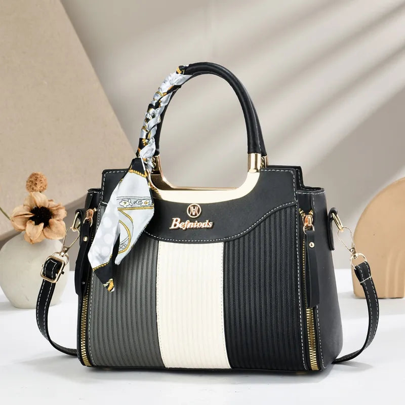Sac Bandoulière Carré En Faux Cuir À Motif Plaid Avec Petits Ornements, Idéal Pour L'hiver Et Usage Quotidien