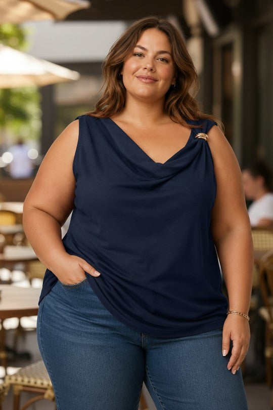 Top Drapé Bague Grande Taille
