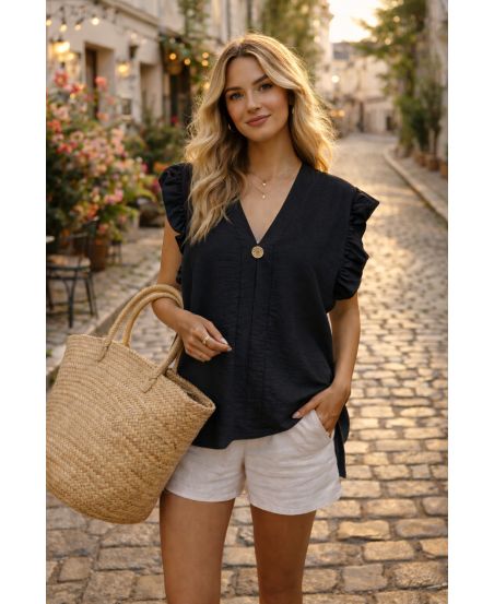 BLOUSE AMPLE À VOLANTS