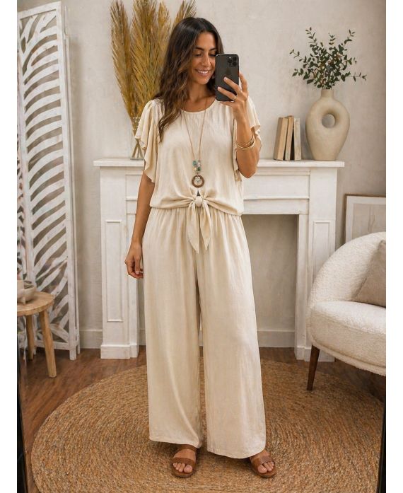 ENSEMBLE TOP + PANTALON + COLLIER OFFERT