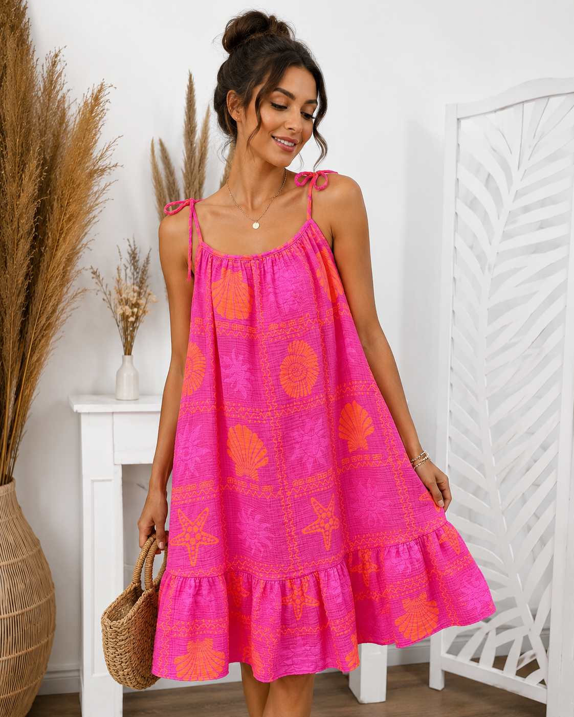 ROBE GAZE DE COTON COQUILLAGES