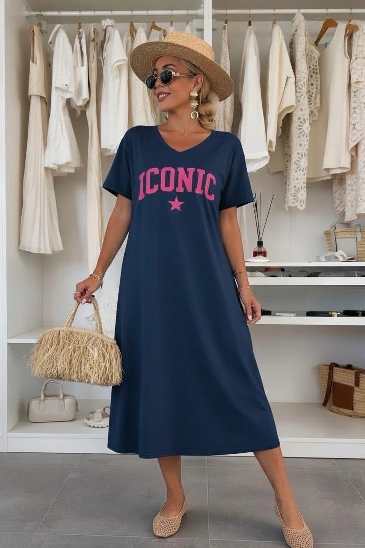 Robe t shirt col V ICONIC
