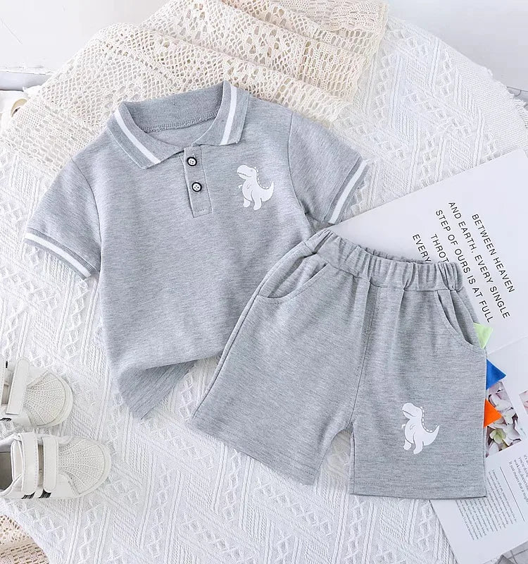 Décontractée Des Sports Lettre Dinosaure Coton Garçons Vêtements Ensembles
