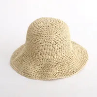 Chapeau De Paille D'été Femme Protection Solaire Plage – Grand Bord – Fait Main