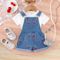 Ensemble Pantalon Blanc 2 Pièces Pour Enfant Style Rétro À Fleurs En Jean Avec Manches Courtes