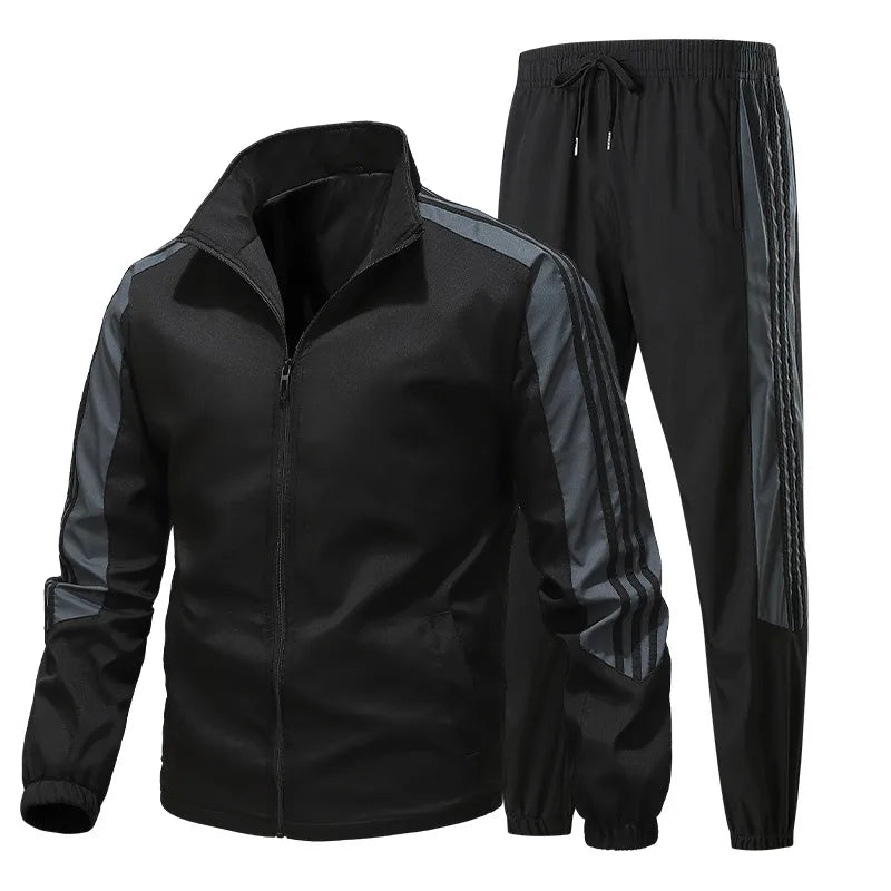 Ensemble Coordonné De Pantalon Pour Homme En Polyester Teint En Noir