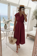 Robe longue en coton col chemise