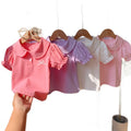T-shirt Fille À Col Rond En Coton Avec Nœud Papillon Mignon Et Design Élégant Rose