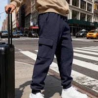 Pantalon De Jogging Homme Décontracté En Polyester Avec Motif Vichy Tissé