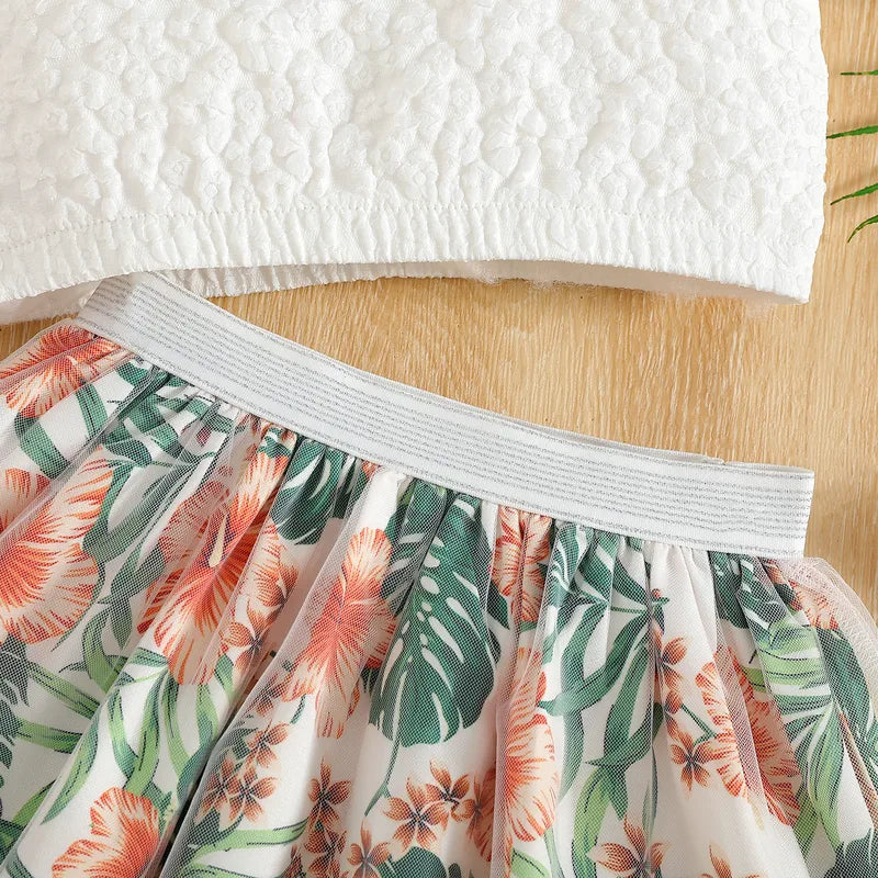 Jupe Mini Fille Blanche En Coton À Motif Fleurs Avec Impression
