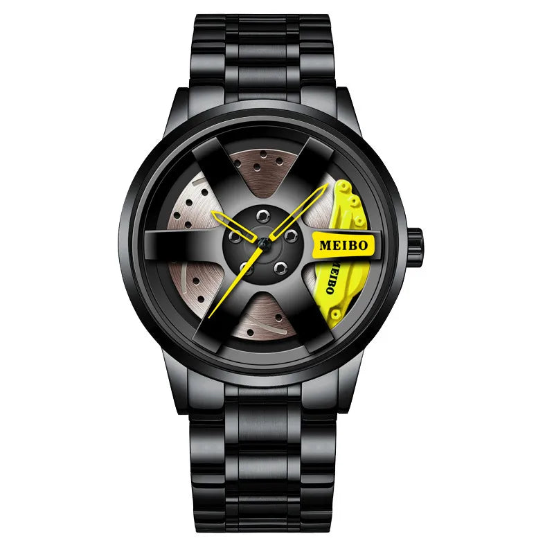 Sangle Montre Homme En Acier Inoxydable Avec Mouvement Quartz, Verre Ordinaire, Affichage À Aiguilles, Boucle Déployante