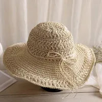 Nouveau Chapeau D'été Femme Chapeau De Soleil Paille Tout-match Protection Solaire Grand Bord Pliant