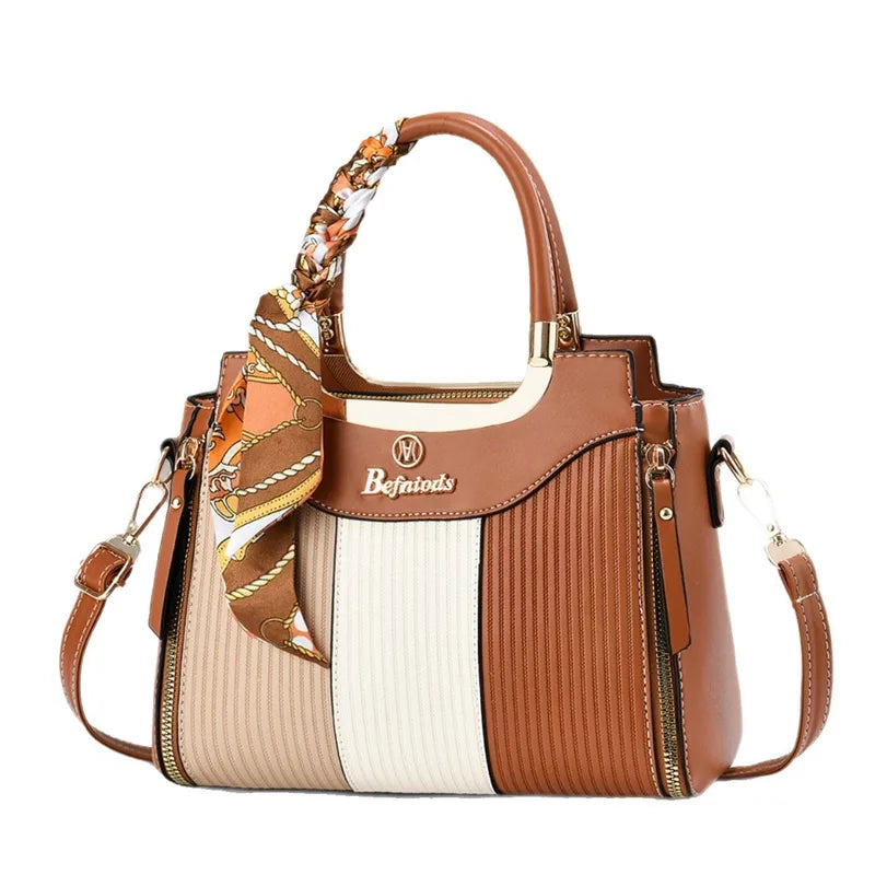 Sac Bandoulière Carré En Faux Cuir À Motif Plaid Avec Petits Ornements, Idéal Pour L'hiver Et Usage Quotidien