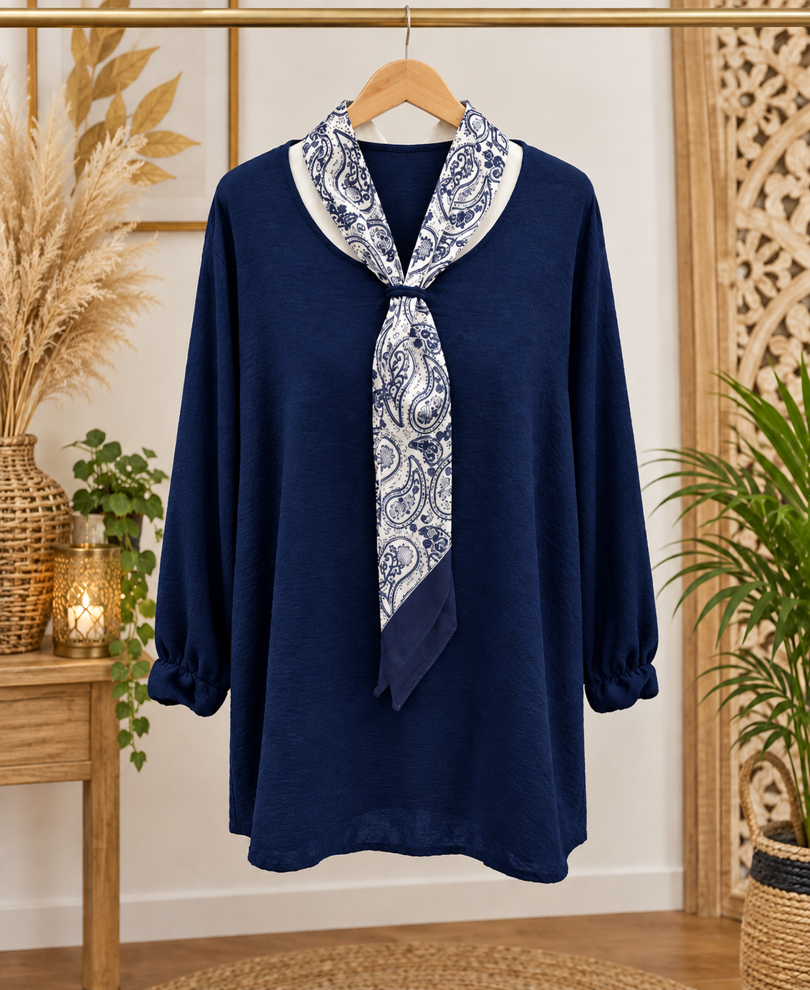 Tunique ample avec foulard integree