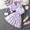 Ensemble Robe Princesse Fille Motif Rose En Polyester Avec Tulle, Lot De 2 Pièces Pour Enfant