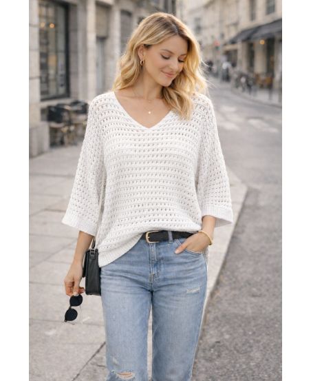 PULL TRICOT AJOURE