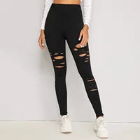 Spot Européen Et Américain Explosions Femmes Couleur Unie Hanche Taille Haute Leggings Grande Taille Pantalon