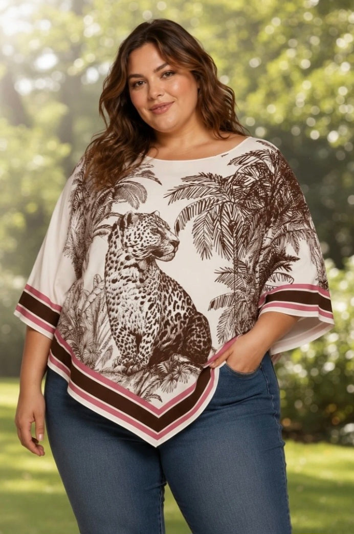 Haut Poncho Léopard