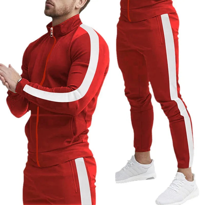 Ensemble Coordonné Pantalon Homme Décontracté En Mélange Coton Motif Épissage Sport