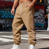 Pantalon De Sport Long Pour Homme En Polyester Avec Rayures Latérales