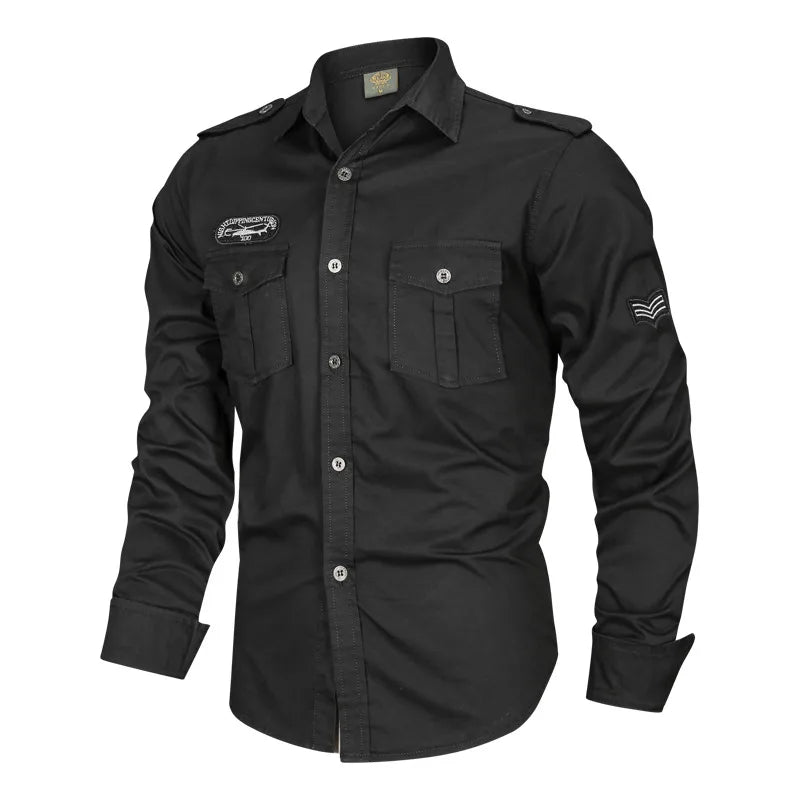 Chemise Homme À Manches Longues En Coton (plus De 90%) Style Décontractée Unie À Ouverture Frontale