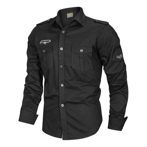 Chemise Homme À Manches Longues En Coton (plus De 90%) Style Décontractée Unie À Ouverture Frontale