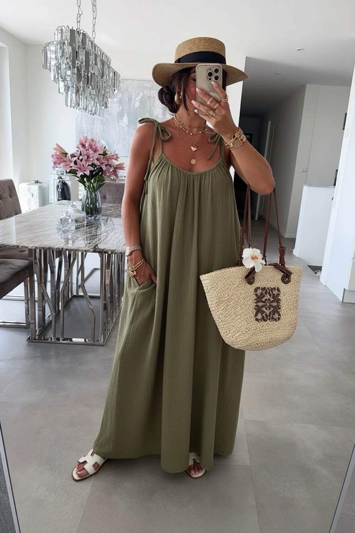 Robe gaze de coton à bretelles